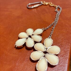 Floral Chain Bag Charm / Keychain - Enamel & Gold - 8 Inches in Length